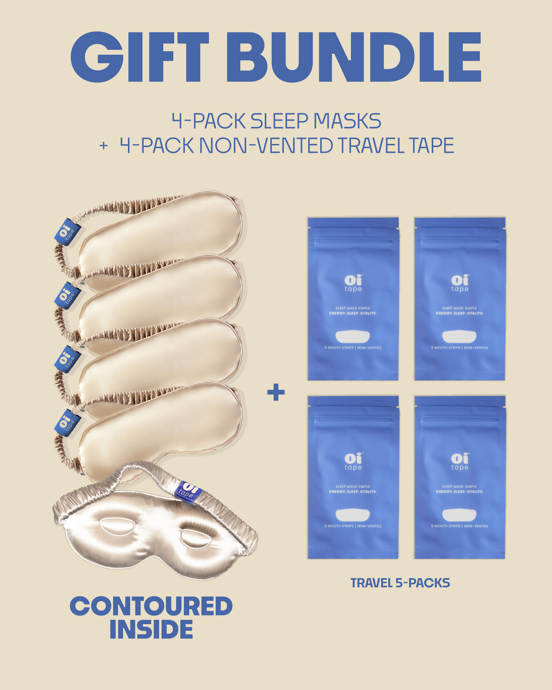 Sleep Mask & Non-Vented Travel Pack Gift Bundle – oi tape